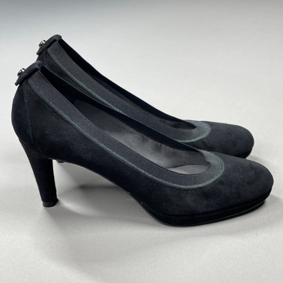 Stuart Weitzman Shoes Womens 7 black suede heels designer classic - Picture 2 of 13